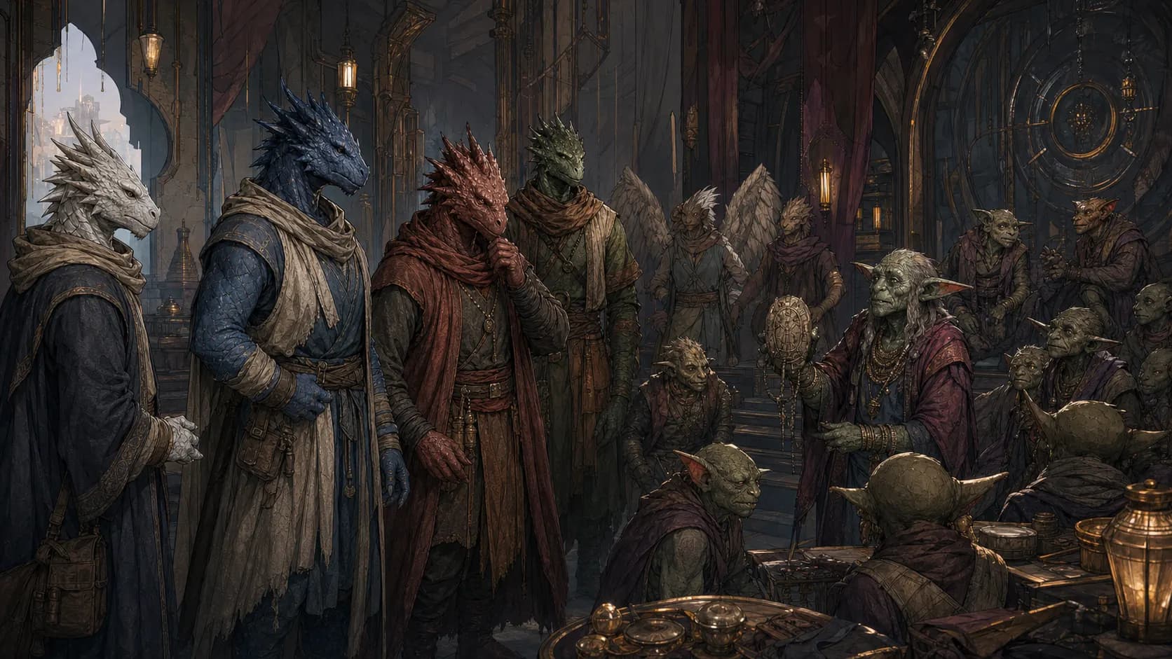 Dragonborn representative in Jericha's matte-comic style
