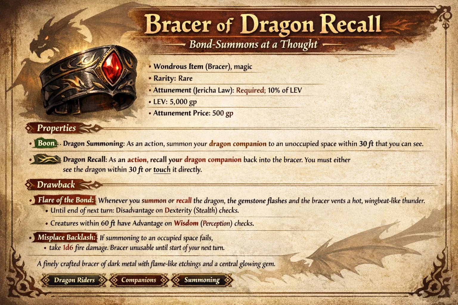 Bracer of Dragon Recall artwork