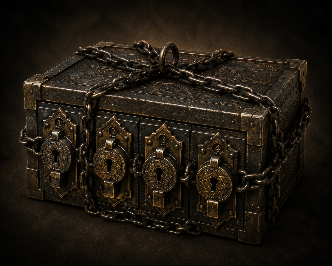 Chained four-lock box artwork